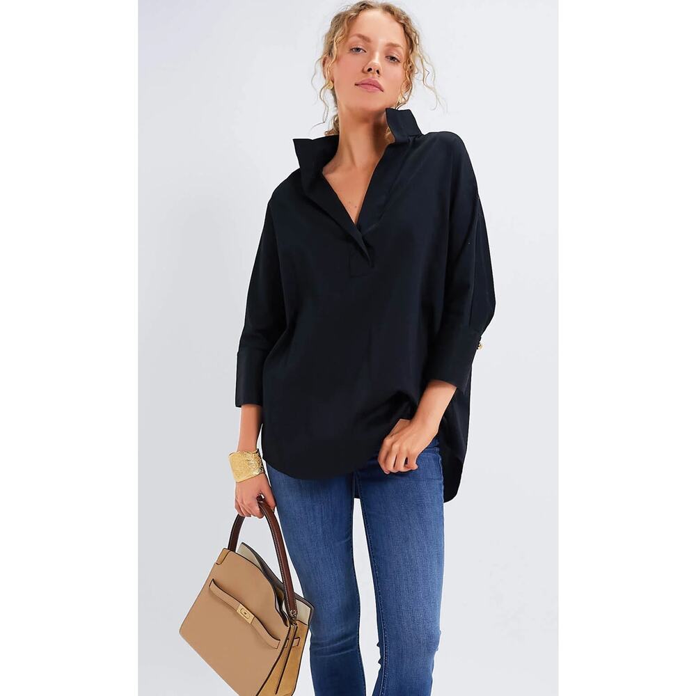 TUCKERNUCK Black Willow Cotton Collared Blouse size Medium